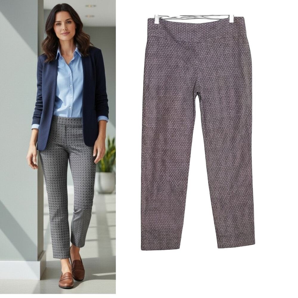 Loft Julie fit Ankle pants Wmns Sz 0 Dark Gray Print Tapered Leg Business Casual